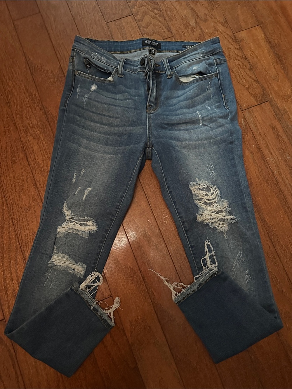 Judy Blue Distressed Medium Blue Crop Jeans